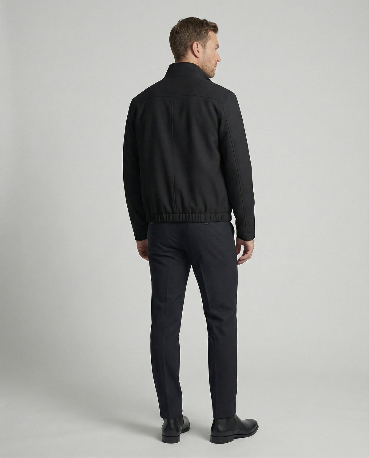 Men's Harrington Jacket with Stand Collar and Zip Front 4