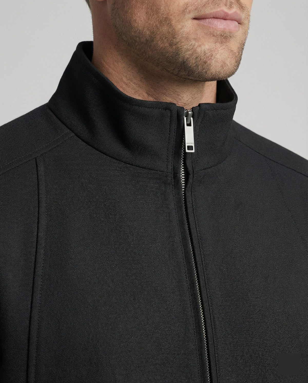 Men's Harrington Jacket with Stand Collar and Zip Front 2