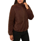 Women's Teddy Zip Jacket with High Collar and Relaxed Fit 8