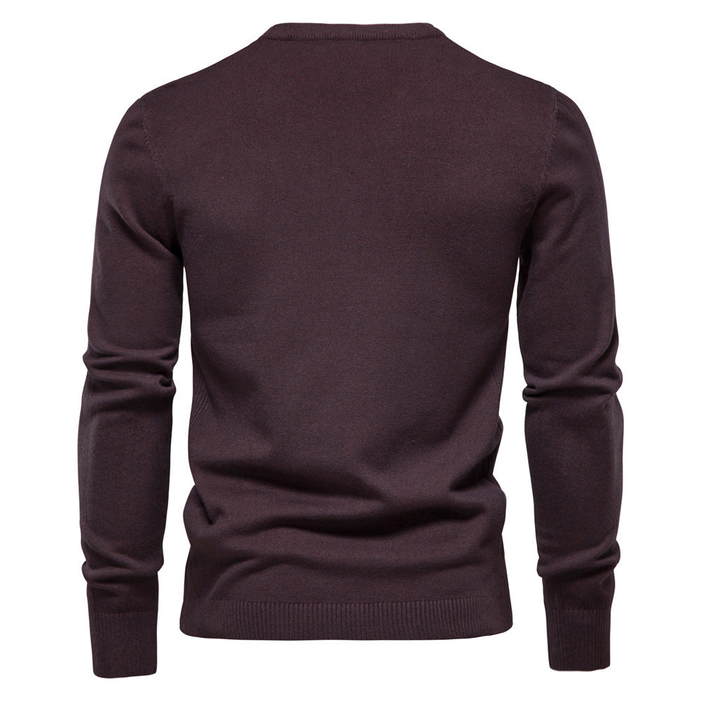 Men's Crew Neck Pullover with Ribbed Cuffs and Hem 14