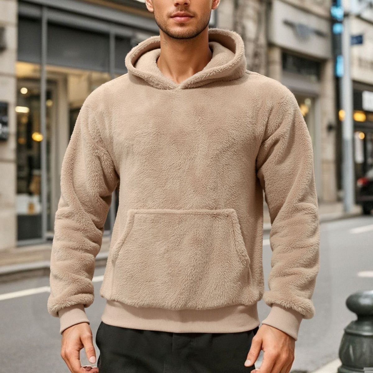 Men's Oversized Sherpa Fleece Hoodie Pullover 11