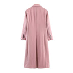Women's Single-Button Longline Coat with Notched Lapels 4