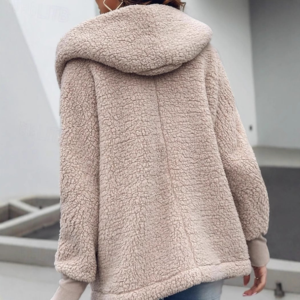 Women's Oversized Teddy Coat with Shawl Collar and Pockets 3