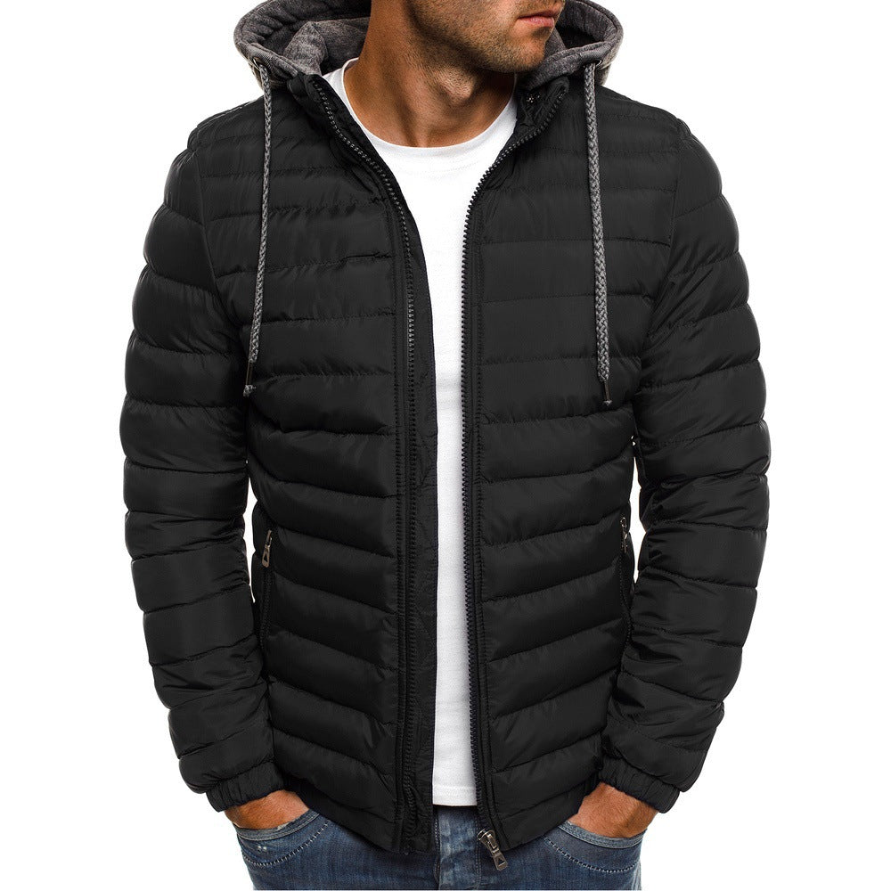 Men's Quilted Puffer Jacket with Detachable Hood 3