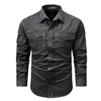 Men's Long Sleeve Field Shirt with Chest Pockets 2