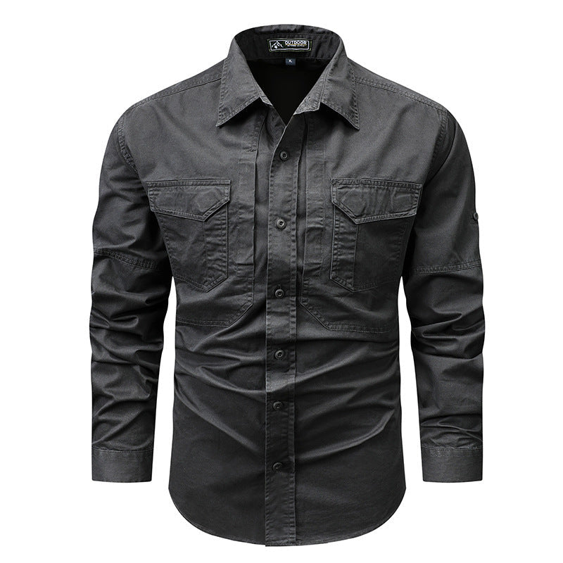 Men's Long Sleeve Field Shirt with Chest Pockets 2
