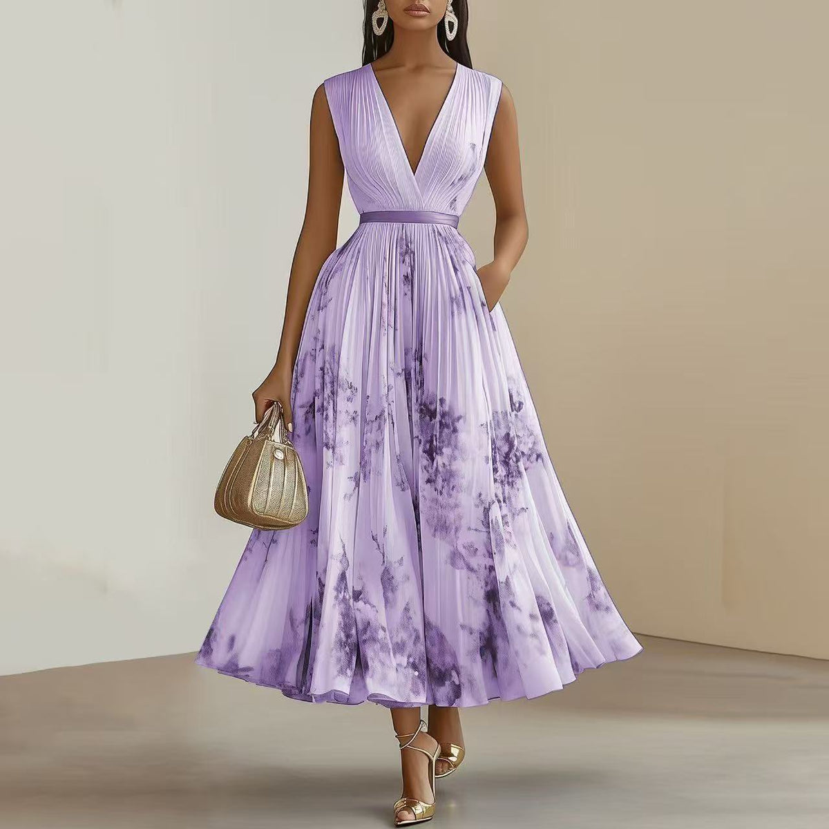 Molly | Elegant Sleeveless Long V-Neck Dress 13