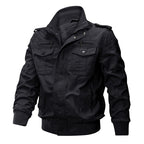 Men's Canvas Field Jacket with Stand Collar Zipper Front 2