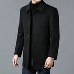Men's Button-Front Overcoat with Notched Collar 2