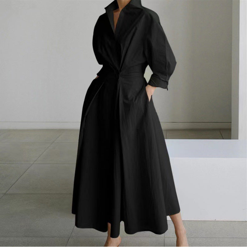 Vienna | Elegant Front Wrap Collared Maxi Dress 9