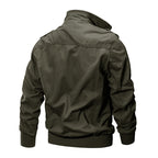 Men's Canvas Field Jacket with Stand Collar Zipper Front 7