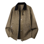 Men's Oversized Harrington Jacket Cord Collar Snap Front 8