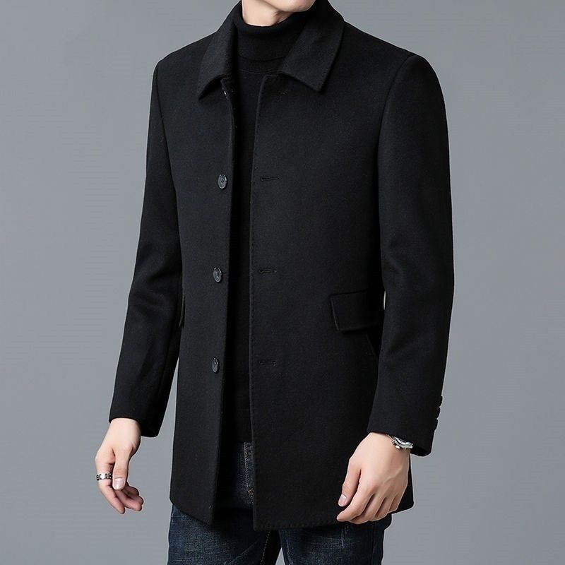 Men's Button-Front Overcoat with Notched Collar 5