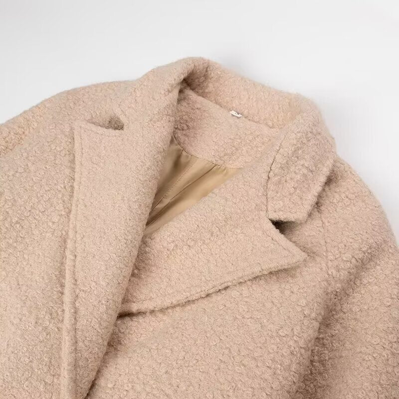 Women's Belted Coat Double-Breasted Long Teddy Coat 4