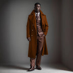 Men's Double-Breasted Long Overcoat Wide Collar 3