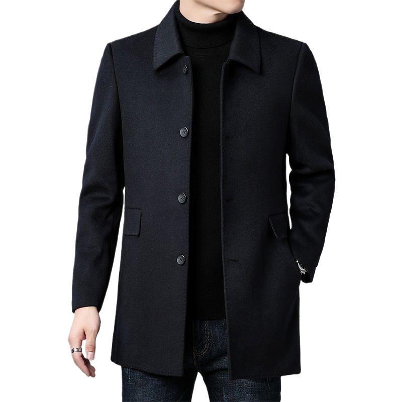 Men's Button-Front Overcoat with Notched Collar 7