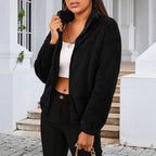 Women's Teddy Zip Jacket with High Collar and Relaxed Fit 6
