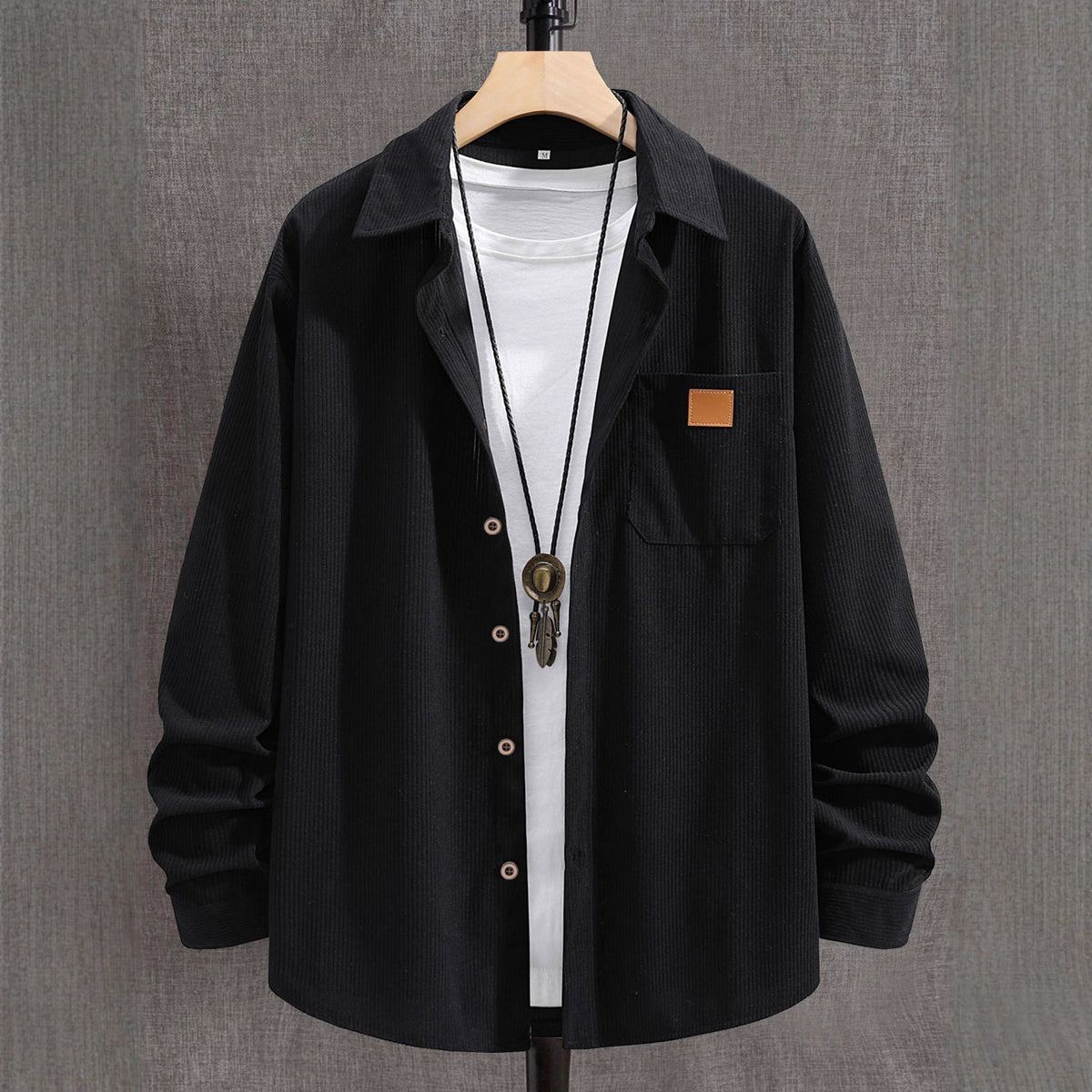 Men's Corduroy Shirt Jacket with Button Front Chest Pocket 4