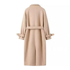 Women's Belted Coat Double-Breasted Long Teddy Coat 3