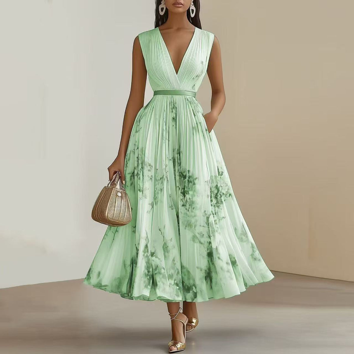 Molly | Elegant Sleeveless Long V-Neck Dress 14