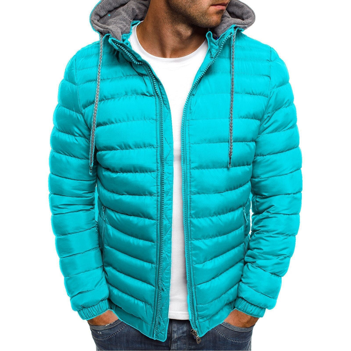 Men's Quilted Puffer Jacket with Detachable Hood 1