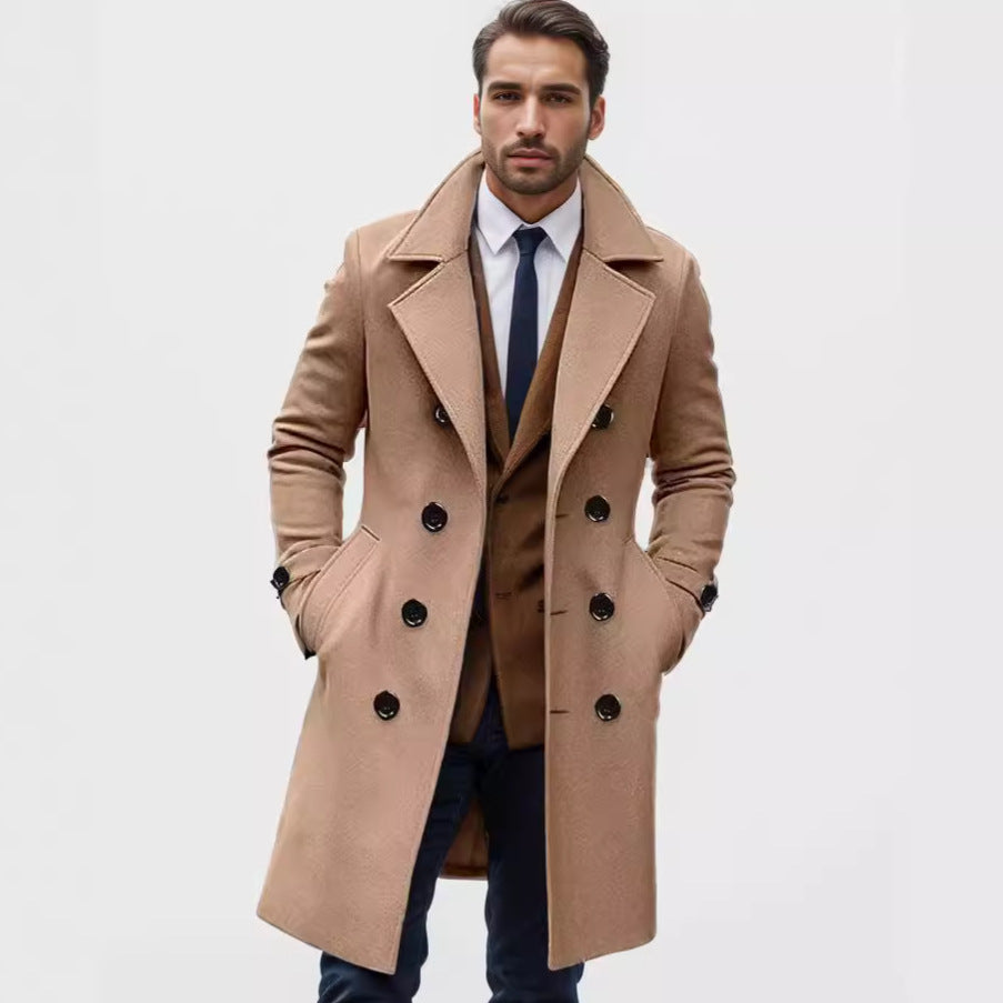 Men's Double-Breasted Trench Coat Notch Collar 5