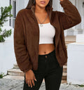 Women's Teddy Zip Jacket with High Collar and Relaxed Fit 1