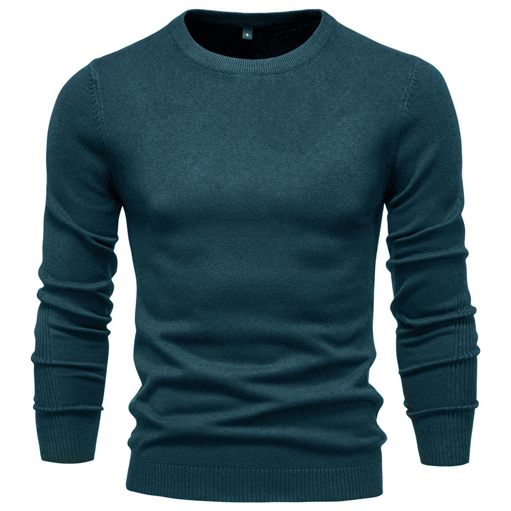 Men's Crew Neck Pullover with Ribbed Cuffs and Hem 12