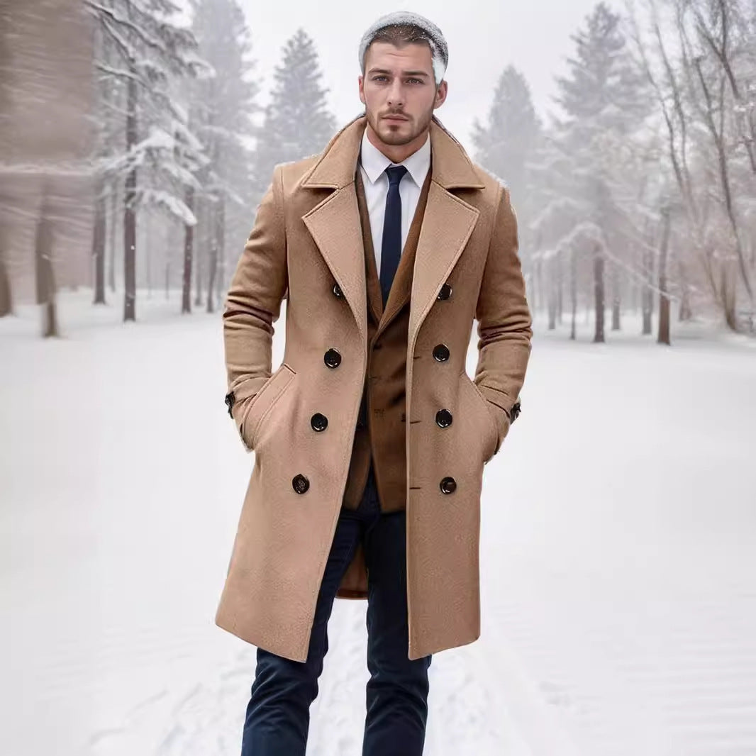 Men's Double-Breasted Trench Coat Notch Collar 6