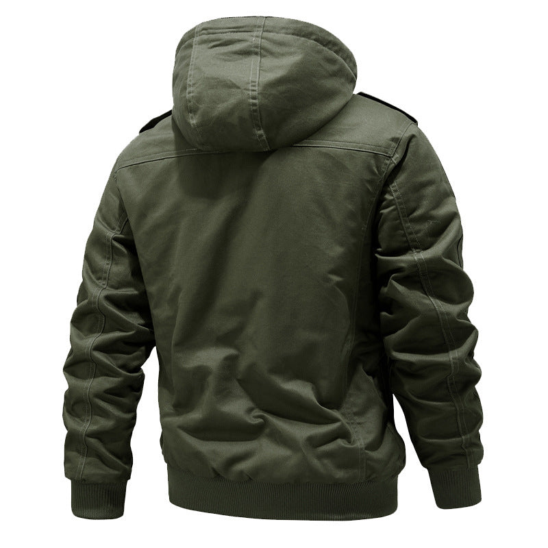 Men's Hooded Field Jacket with Sherpa Lining and Cargo Pockets 4