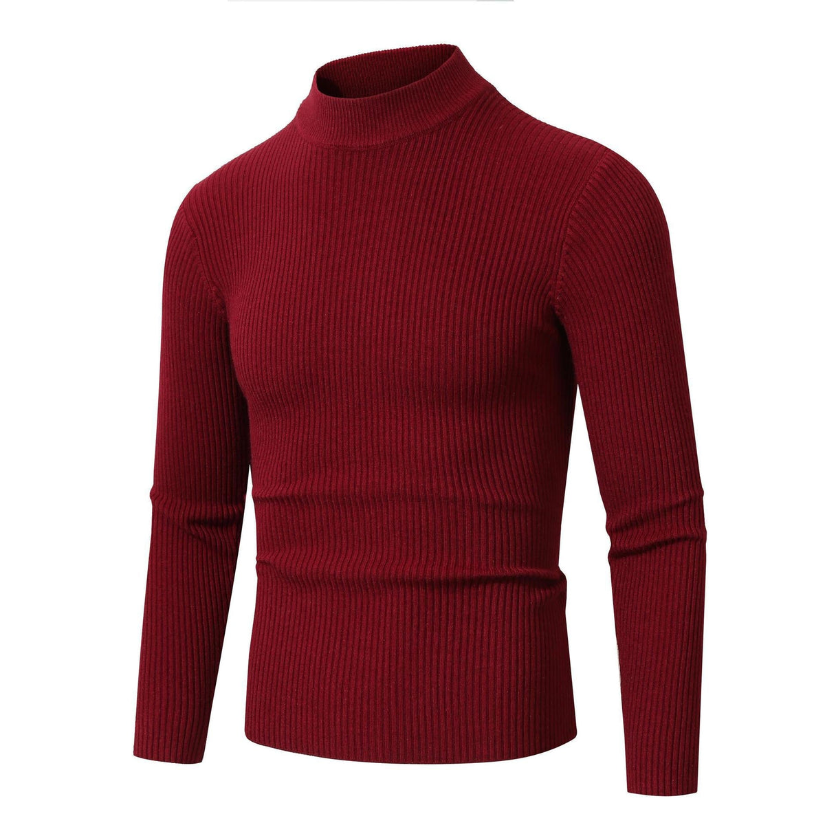 Men's Ribbed Turtleneck Sweater Slim Fit Long Sleeve 9