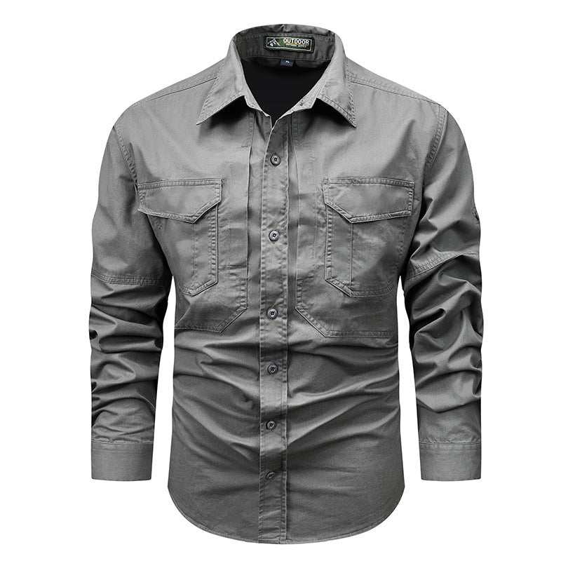 Men's Long Sleeve Field Shirt with Chest Pockets 6