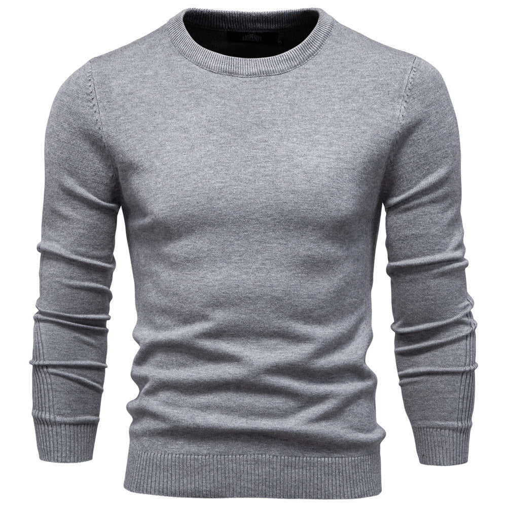 Men's Crew Neck Pullover with Ribbed Cuffs and Hem 6