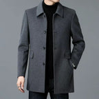 Men's Button-Front Overcoat with Notched Collar 1