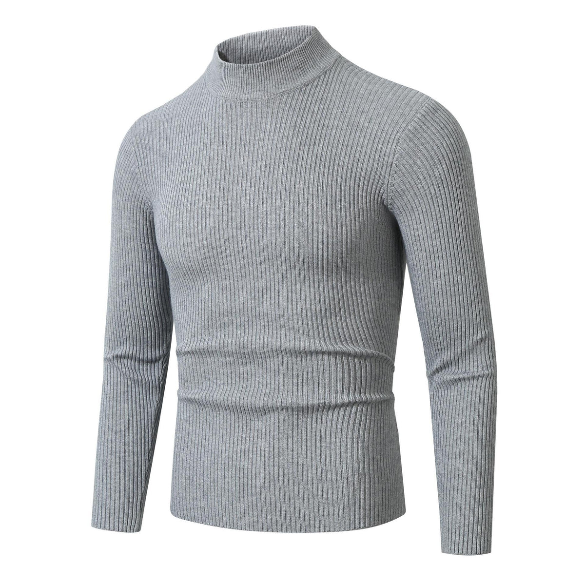 Men's Ribbed Turtleneck Sweater Slim Fit Long Sleeve 7