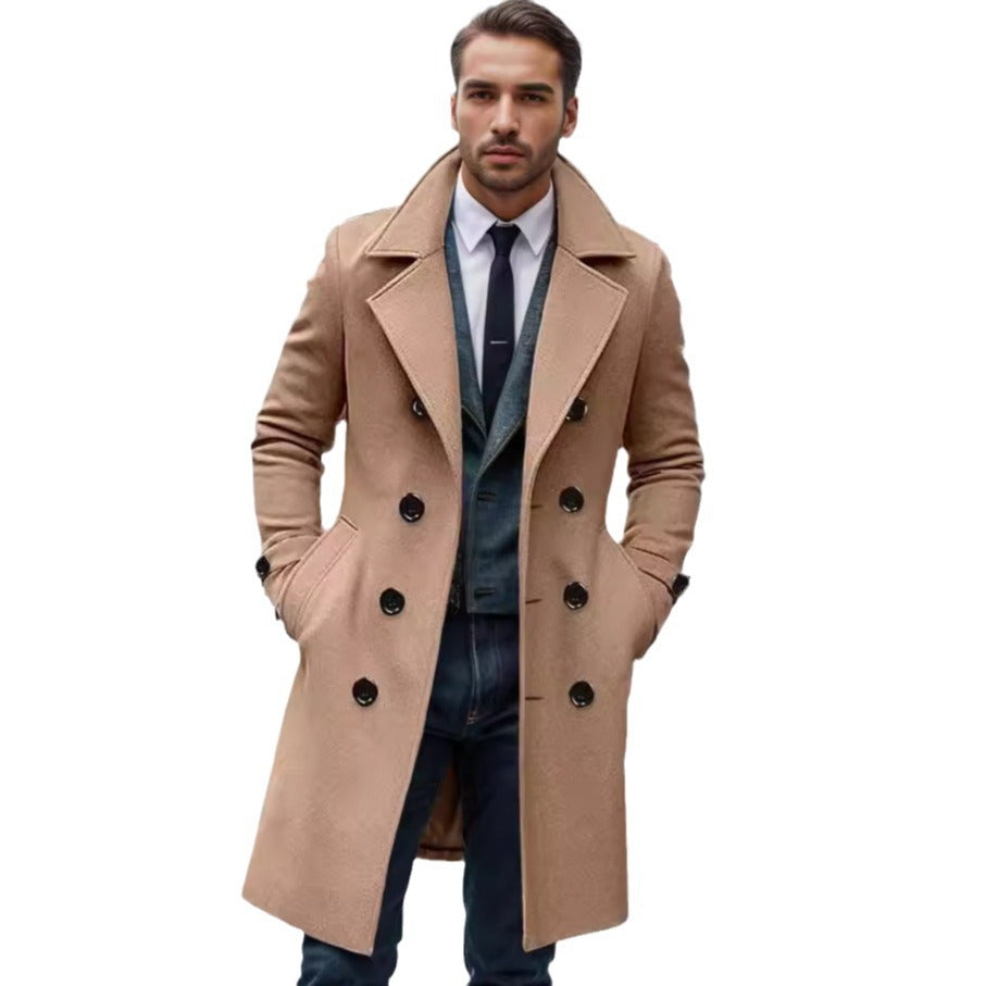 Men's Double-Breasted Trench Coat Notch Collar 8