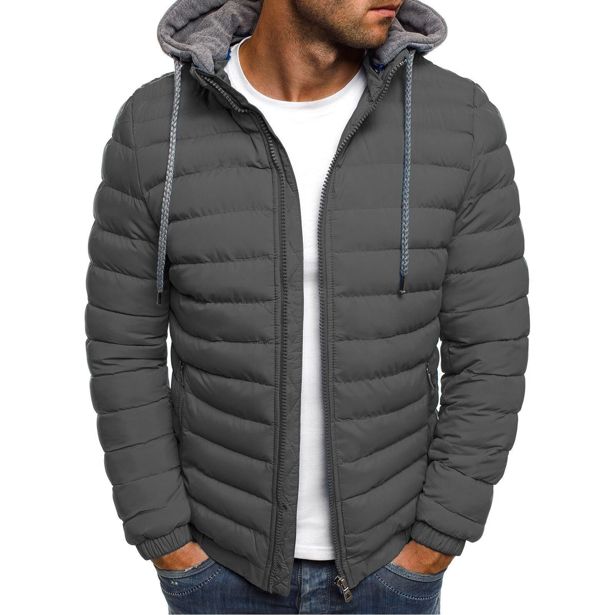 Men's Quilted Puffer Jacket with Detachable Hood 5