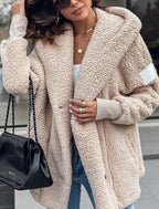 Women's Oversized Teddy Coat with Shawl Collar and Pockets 1