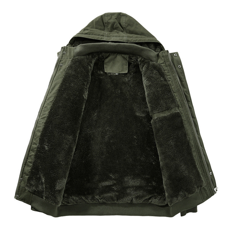 Men's Hooded Field Jacket with Sherpa Lining and Cargo Pockets 5