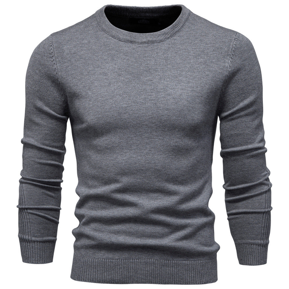 Men's Crew Neck Pullover with Ribbed Cuffs and Hem 10