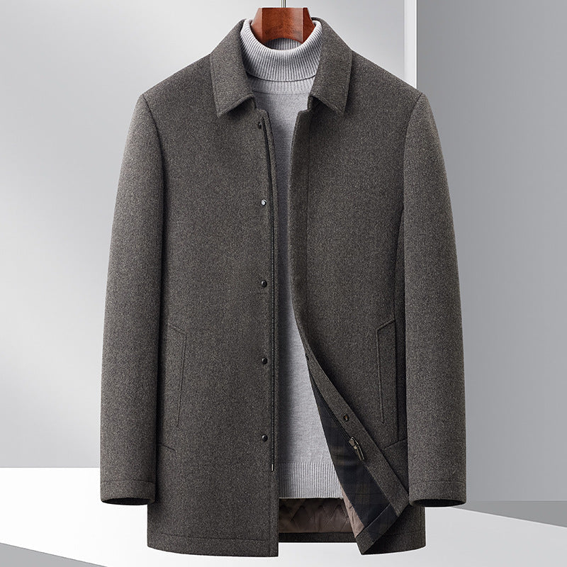 Men's Collared Shirt Jacket Button-Front with Side Pockets 3