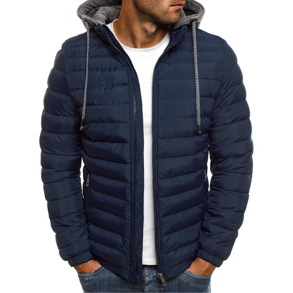 Men's Quilted Puffer Jacket with Detachable Hood 2
