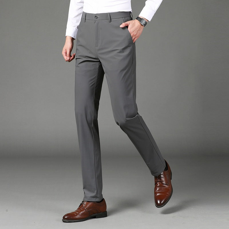 Men's Stretch-Waist Chino Pants Slim Fit for Work 7