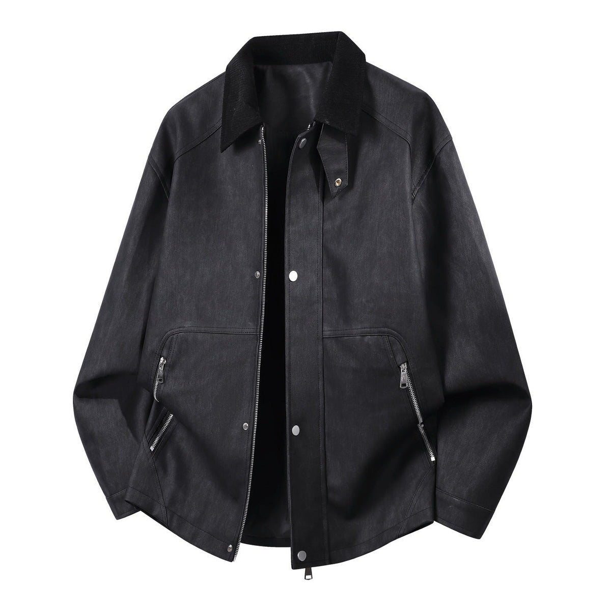 Men's Oversized Harrington Jacket Cord Collar Snap Front 1