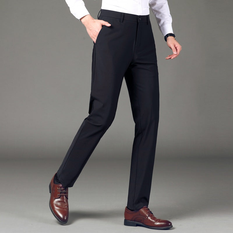 Men's Stretch-Waist Chino Pants Slim Fit for Work 6