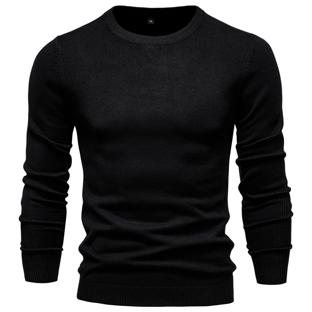 Men's Crew Neck Pullover with Ribbed Cuffs and Hem 11