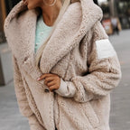 Women's Oversized Teddy Coat with Shawl Collar and Pockets 5