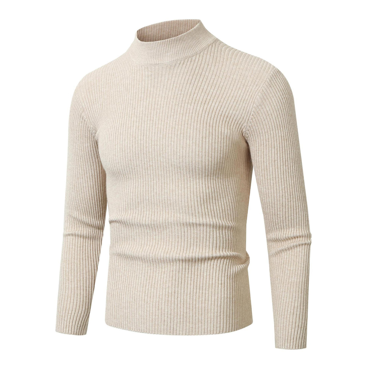 Men's Ribbed Turtleneck Sweater Slim Fit Long Sleeve 4