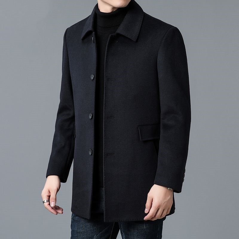 Men's Button-Front Overcoat with Notched Collar 6