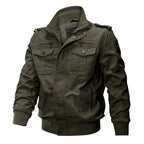 Men's Canvas Field Jacket with Stand Collar Zipper Front 8